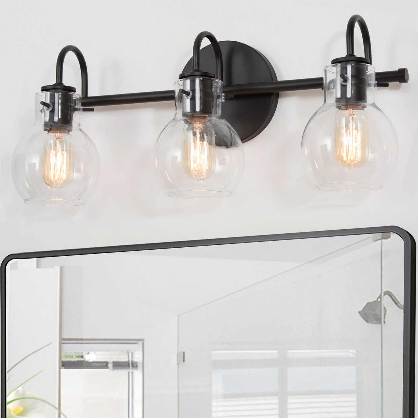 Applique murale moderne en verre à 3 lumières pour salle de bain