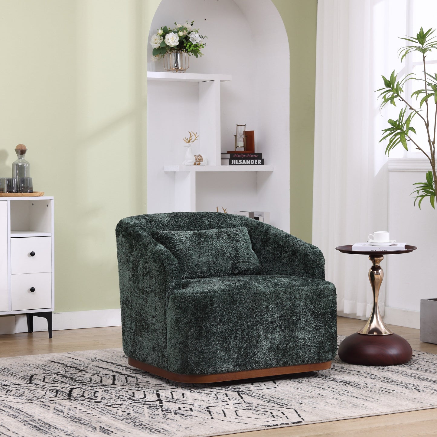 Fauteuil pivotant en chenille, canapé d'appoint confortable à 360 degrés pour salon, chambre et bureau avec coussin amovible