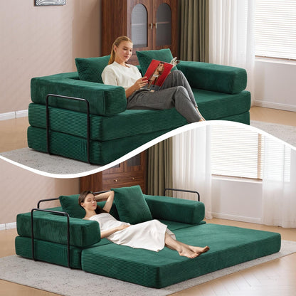 Canapé-lit convertible avec dossier coussiné en tissu chenille pour salon et chambre à coucher