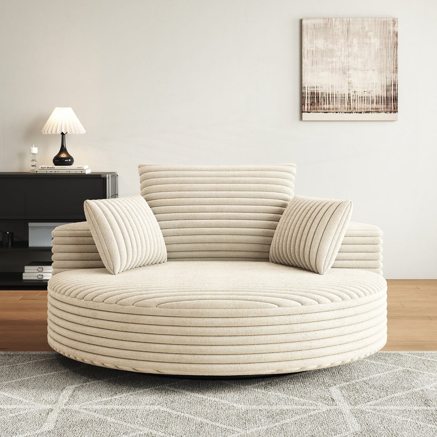 Chaise pivotante simple en velours côtelé et mousse chenille