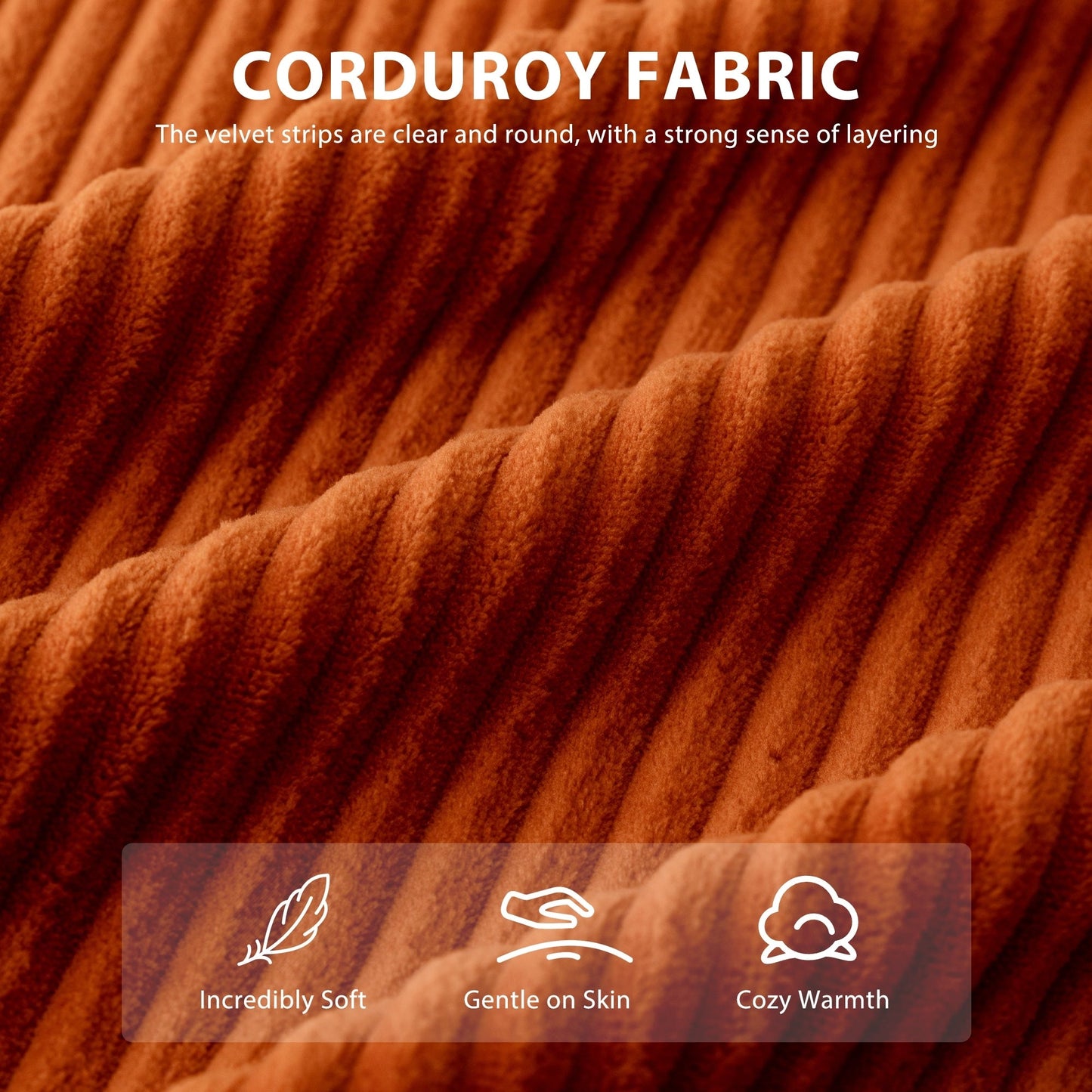 Canapé pouf rembourré en velours côtelé et mousse à mémoire de forme avec pouf - 48,4 L x 67,7 l x 24,4 H