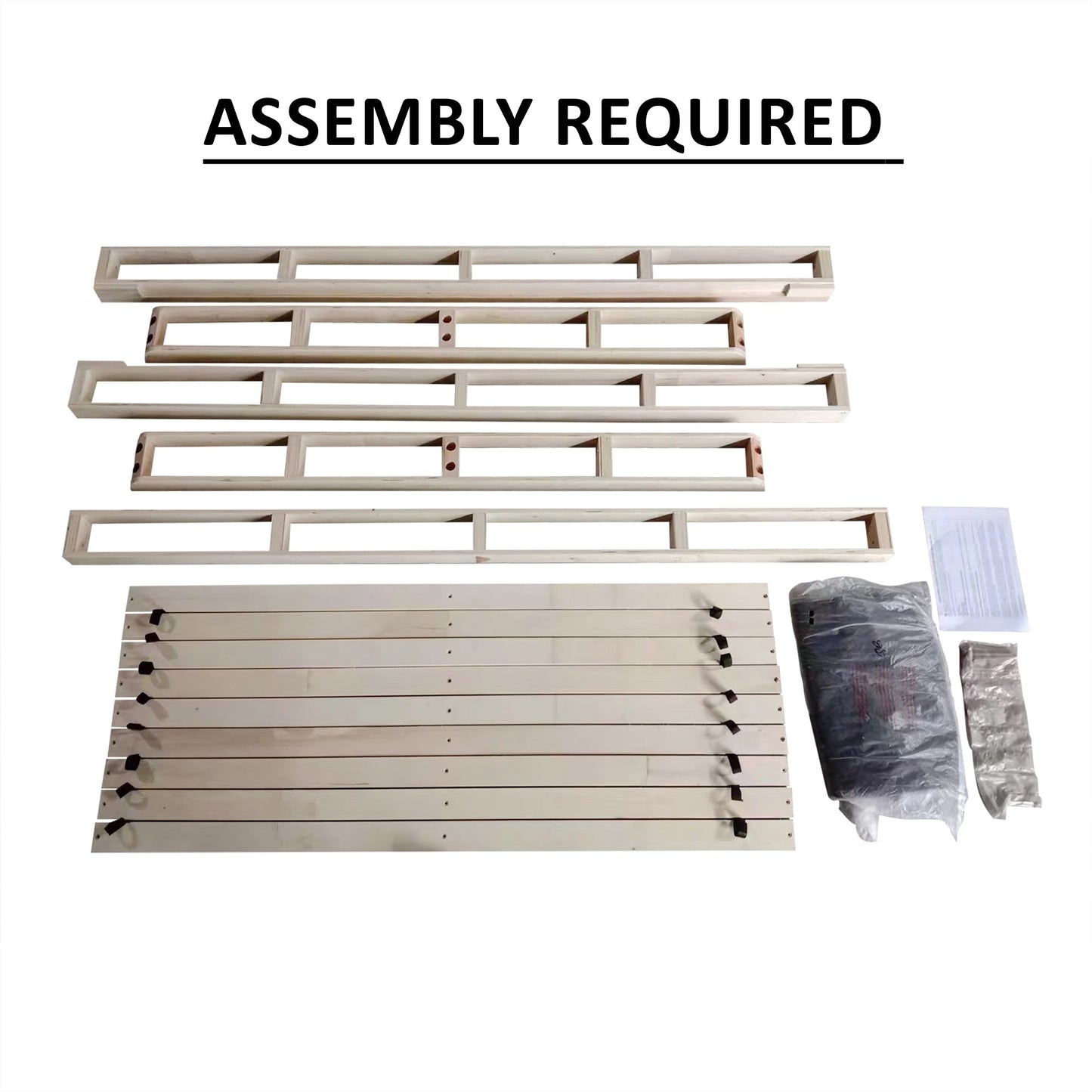 Sommier à ressorts en bois massif CraftPorch de 5 pouces avec lattes en bois et revêtement en lin gris chaud