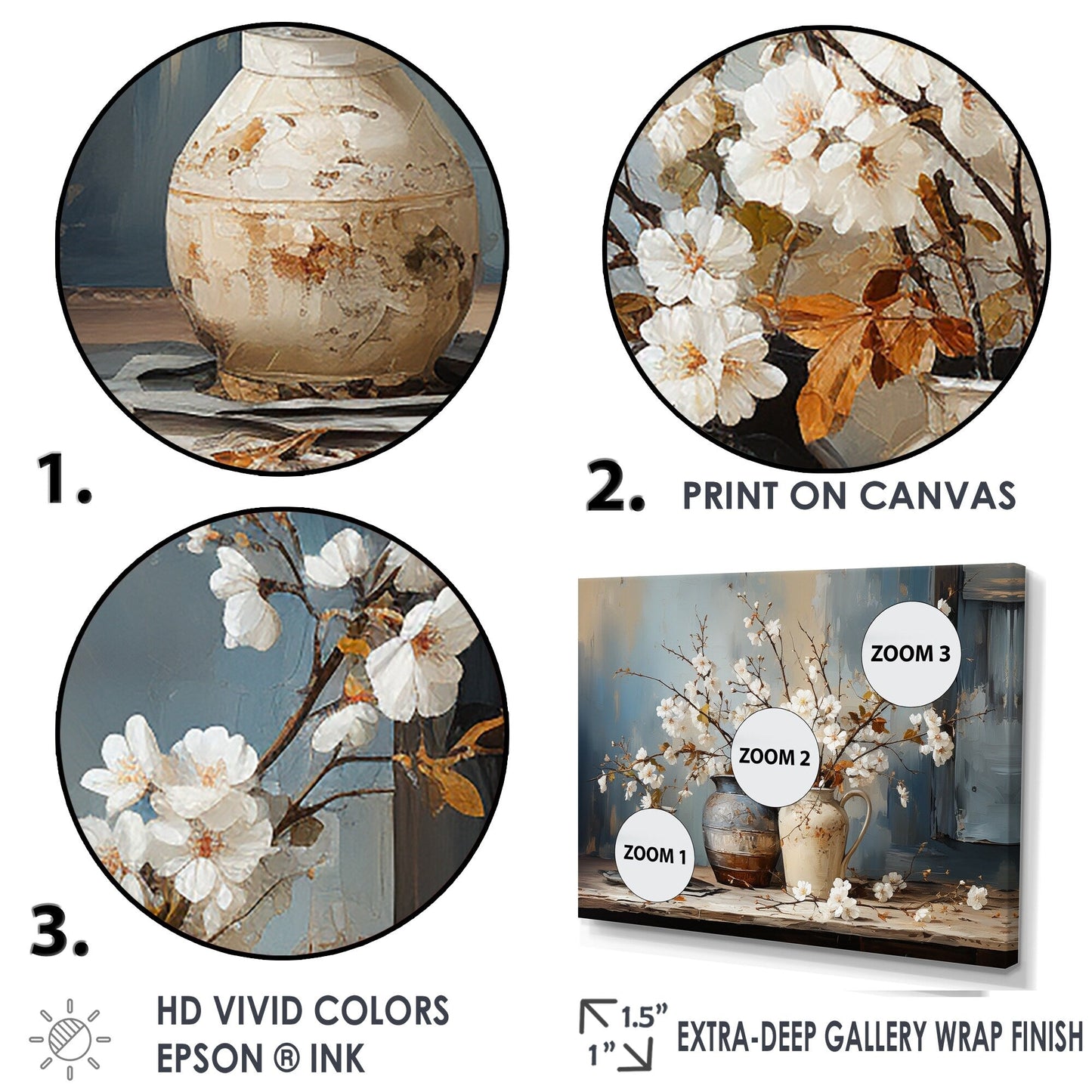 Designart Poterie et fleurs Nature morte I Arbre Toile murale Art