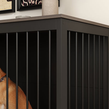 Meubles pour cage à chien - Niche en bois avec séparateur de pièce et 2 tiroirs