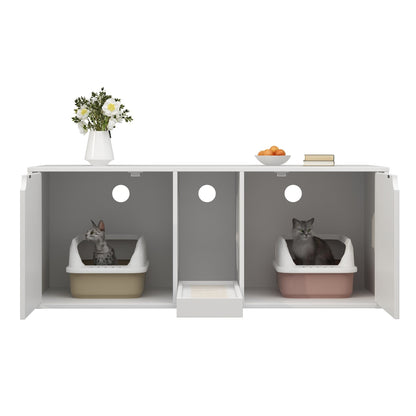 Dual-Compartment Cat Litter Box Enclosure Multi-Functional Furniture
