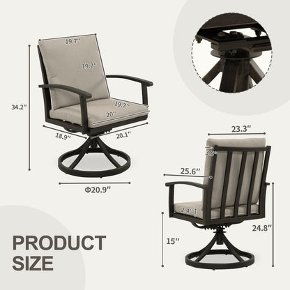 Ensemble de salle à manger de patio en aluminium EGEIROS LIFE AluLux 9 pièces avec 2 chaises pivotantes, 6 chaises et coussins lavables