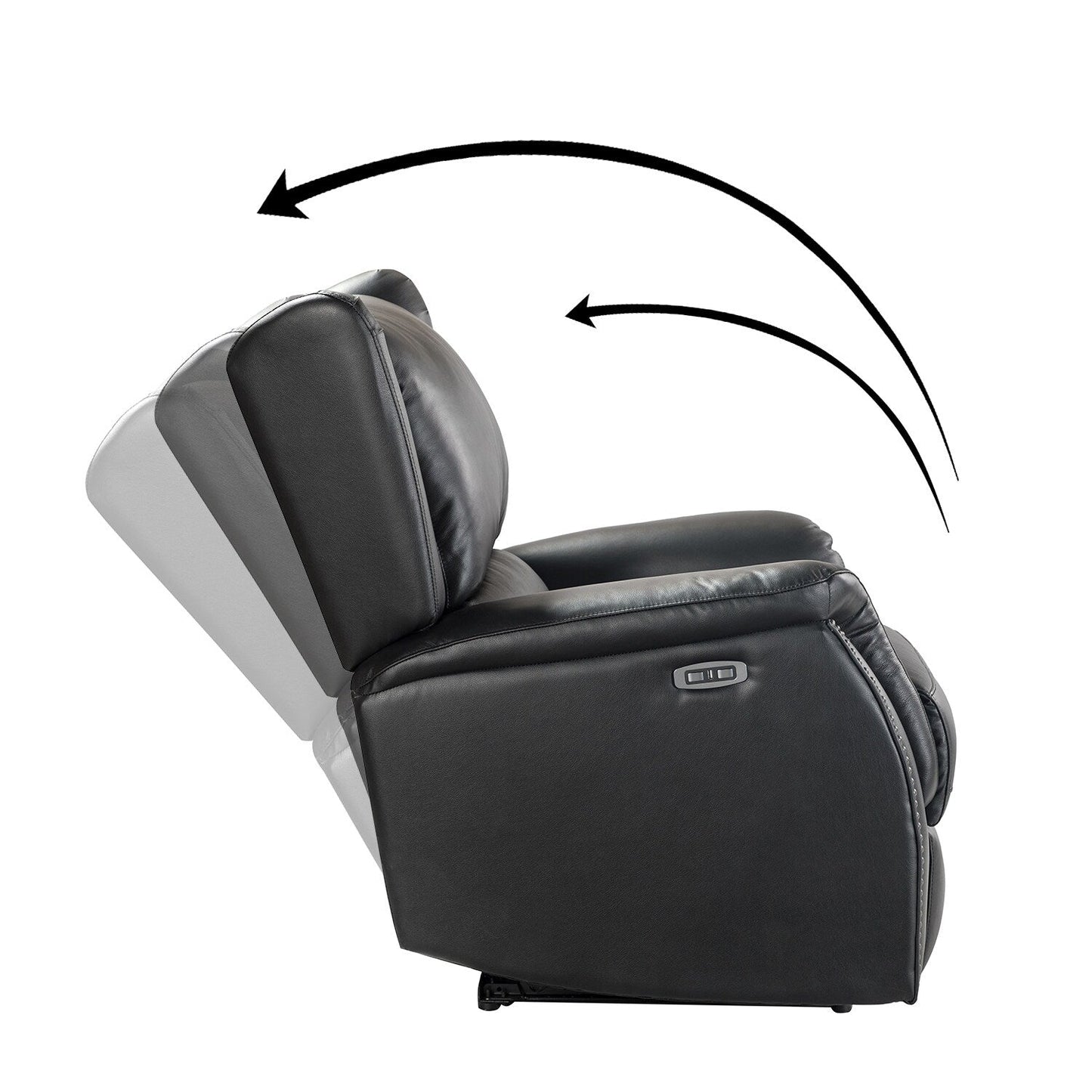 Fauteuil inclinable électrique en cuir véritable Eduardo avec port USB, lot de 2