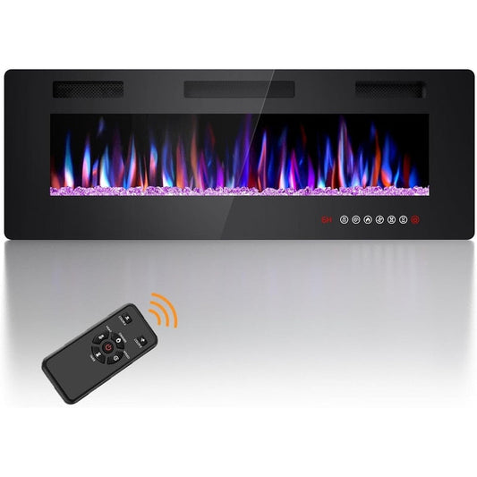 Cheminée électrique encastrée murale avec télécommande (750-1500 W)