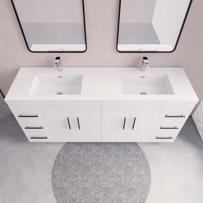 Meuble-lavabo autoportant Eliza de 72 po avec double vasque