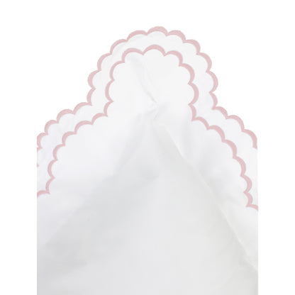Parure de lit double festonnée en percale de coton frais brodée avec taie d'oreiller