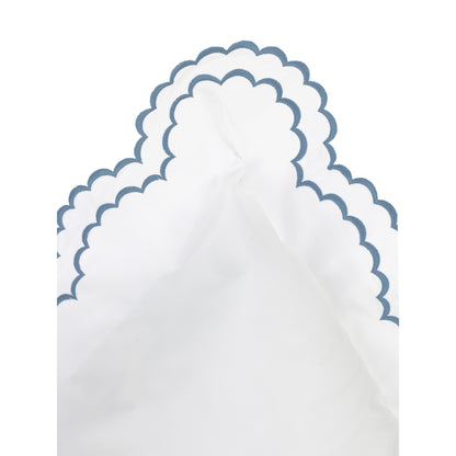 Parure de lit double festonnée en percale de coton frais brodée avec taie d'oreiller