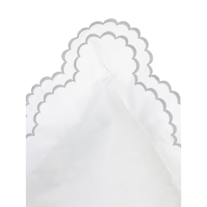 Parure de lit double festonnée en percale de coton frais brodée avec taie d'oreiller