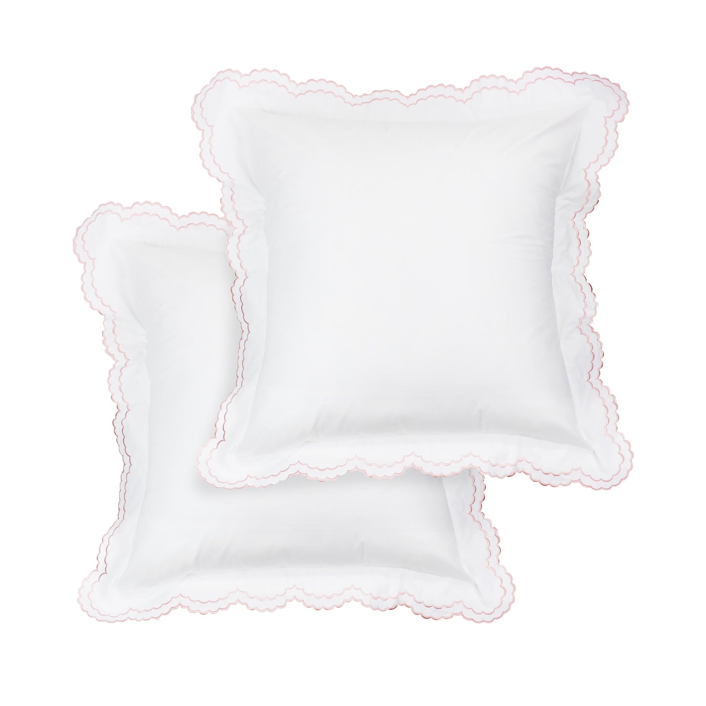 Parure de lit double festonnée en percale de coton frais brodée avec taie d'oreiller