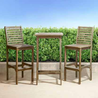 Ensemble de salle à manger avec table de bar et chaises en bois Emilio