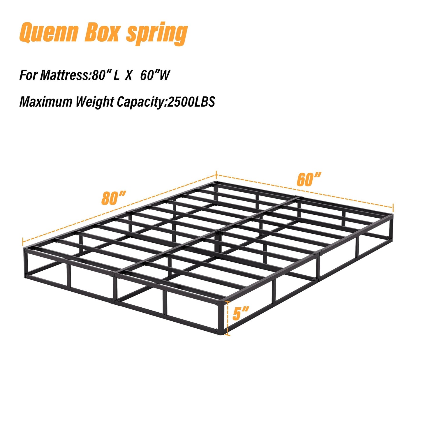 Ressort métallique à profil bas de 5 pouces, structure robuste avec revêtement gris