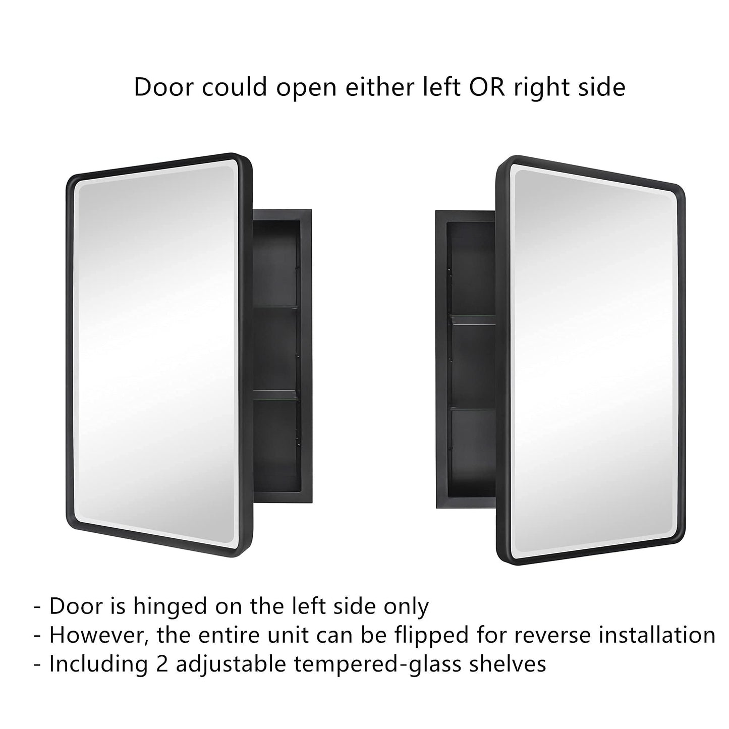 Armoires à pharmacie encastrées en métal de style ferme TEHOME avec miroir