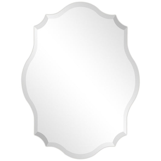 Miroir mural festonné élégant, oblong et biseauté, sans cadre