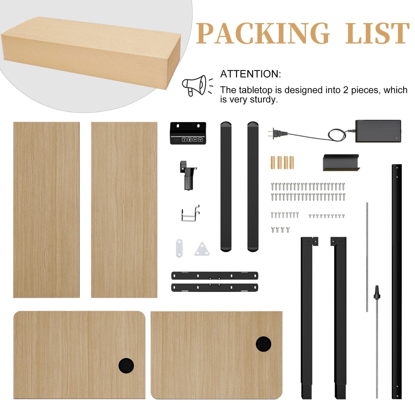 Bureau debout électrique réglable en hauteur Futzca, bureau assis-debout pour ordinateur avec panneau d'épissure