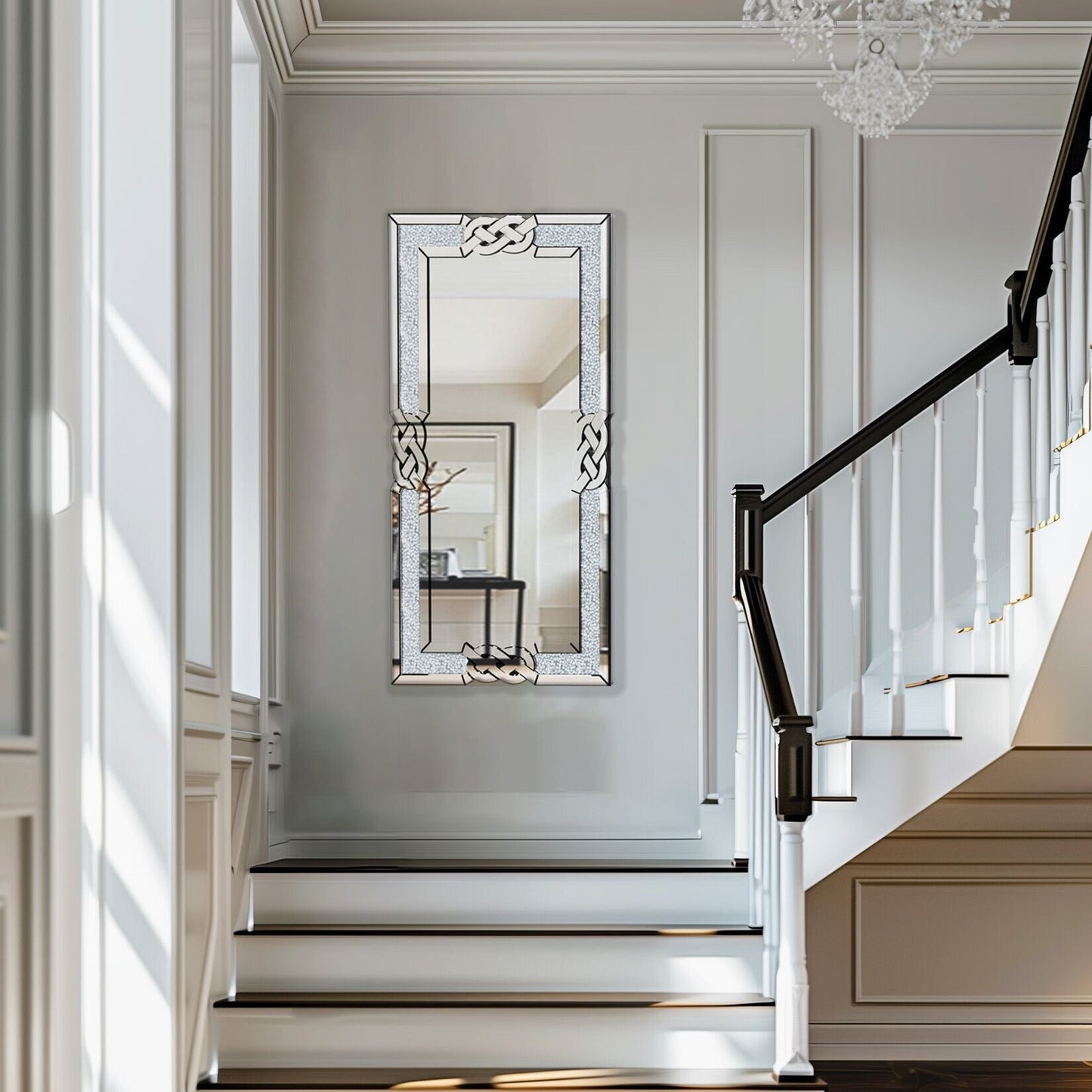 Miroir mural glamour avec accents de cristal et diamants