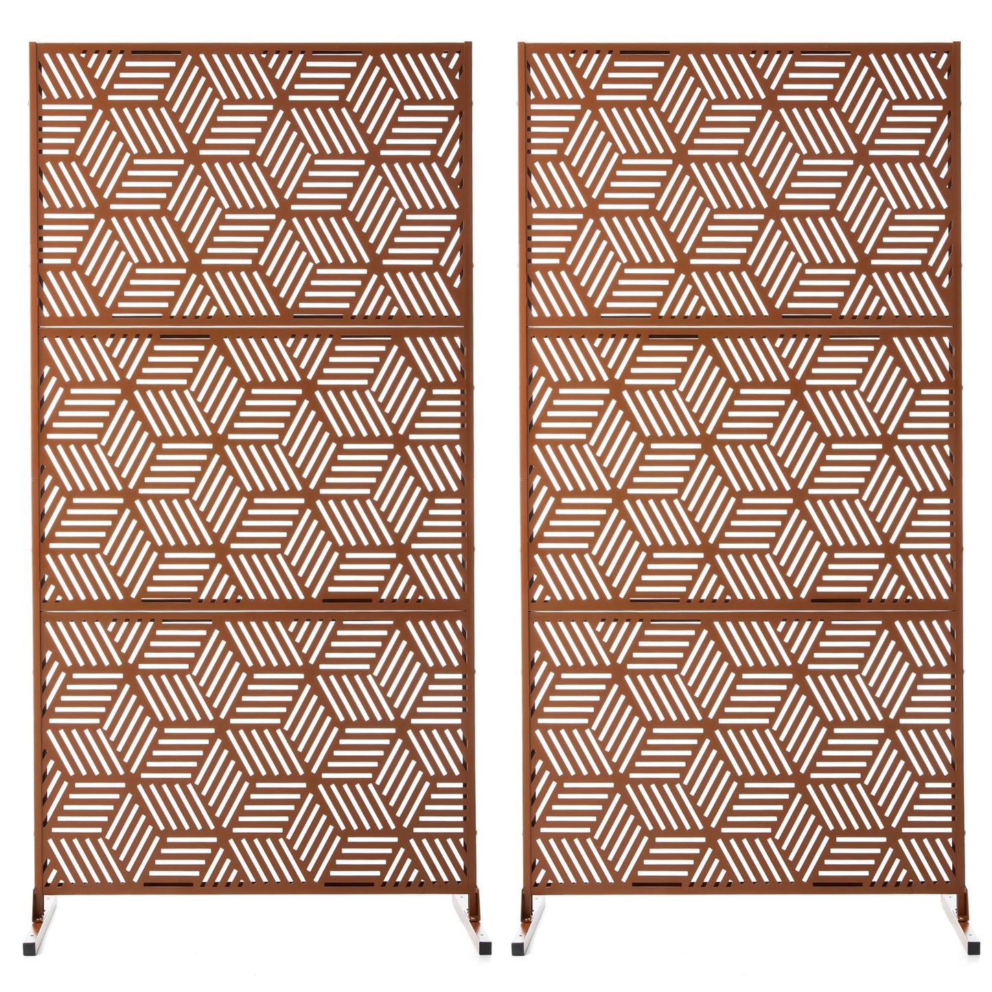 Paravent de confidentialité à 3 panneaux galvanisé à motifs floraux de 6 pieds de Glitzhome