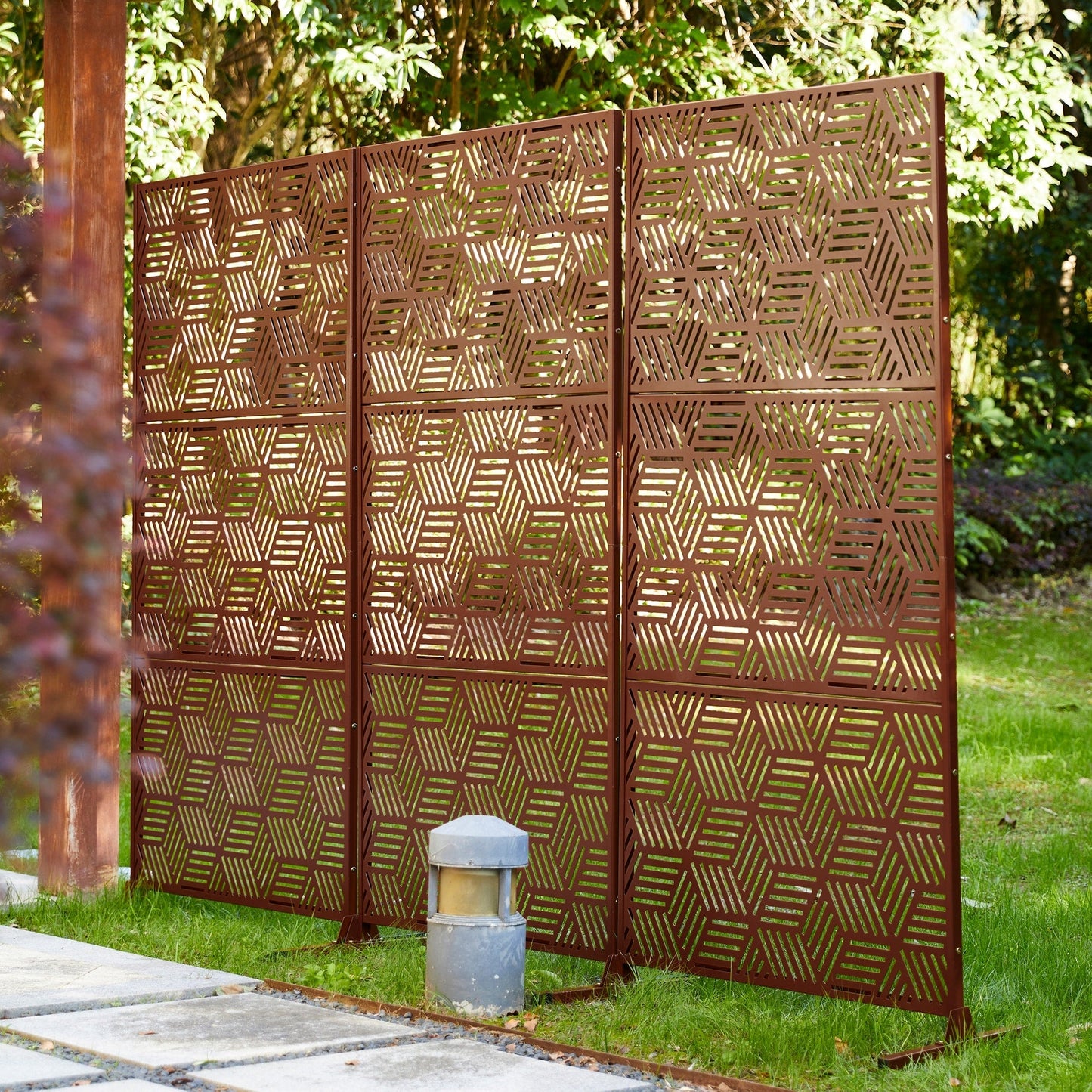 Paravent de confidentialité à 3 panneaux galvanisé à motifs floraux de 6 pieds de Glitzhome