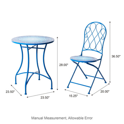 Ensemble de bistrot pliant d'extérieur en métal Glitzhome 3 pièces avec table et chaises
