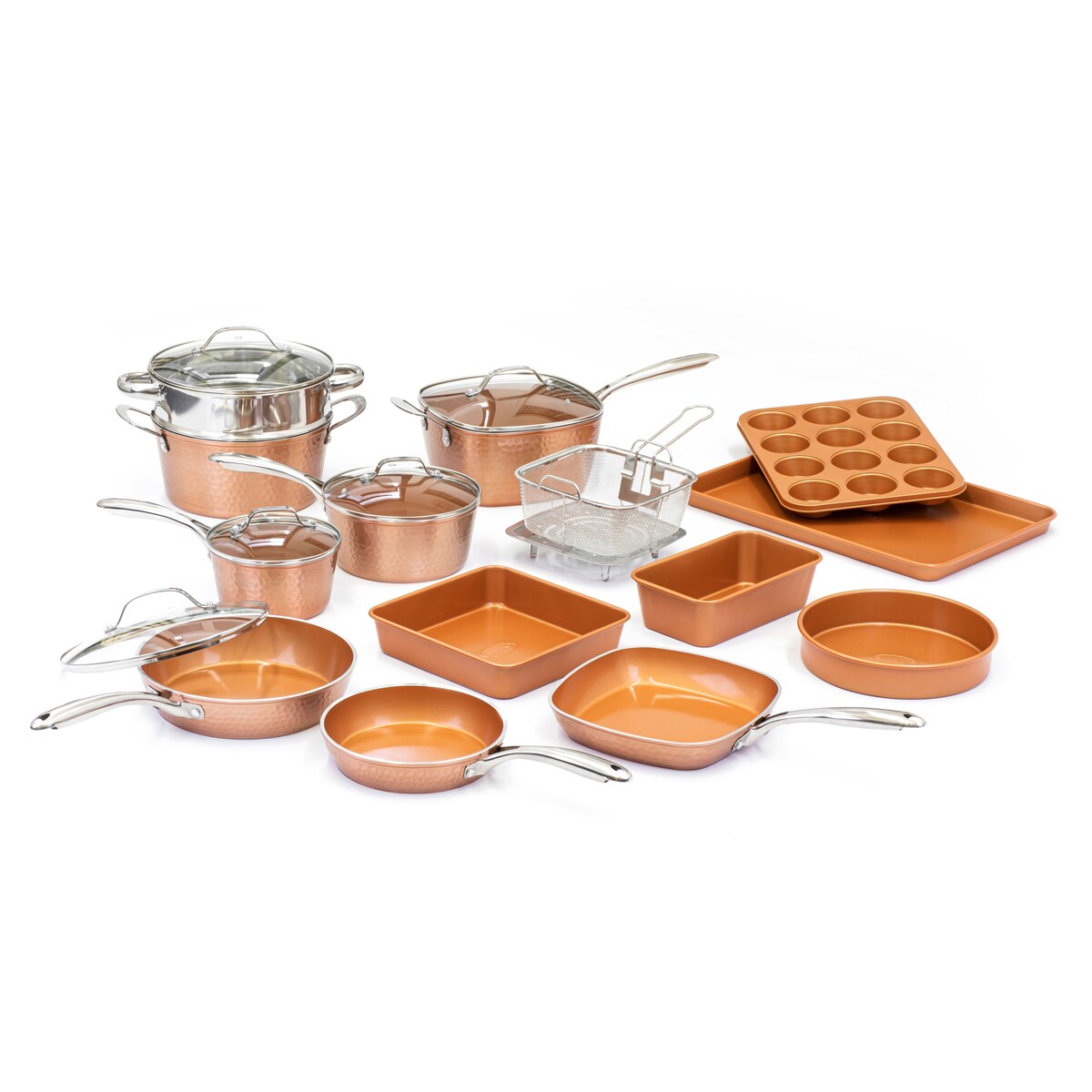 Batterie de cuisine antiadhésive martelée Gotham Steel 20 pièces