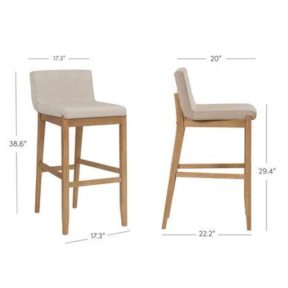 Tabouret de bar moderne Gracie, chaise rembourrée en boucle et pieds en bois brossé