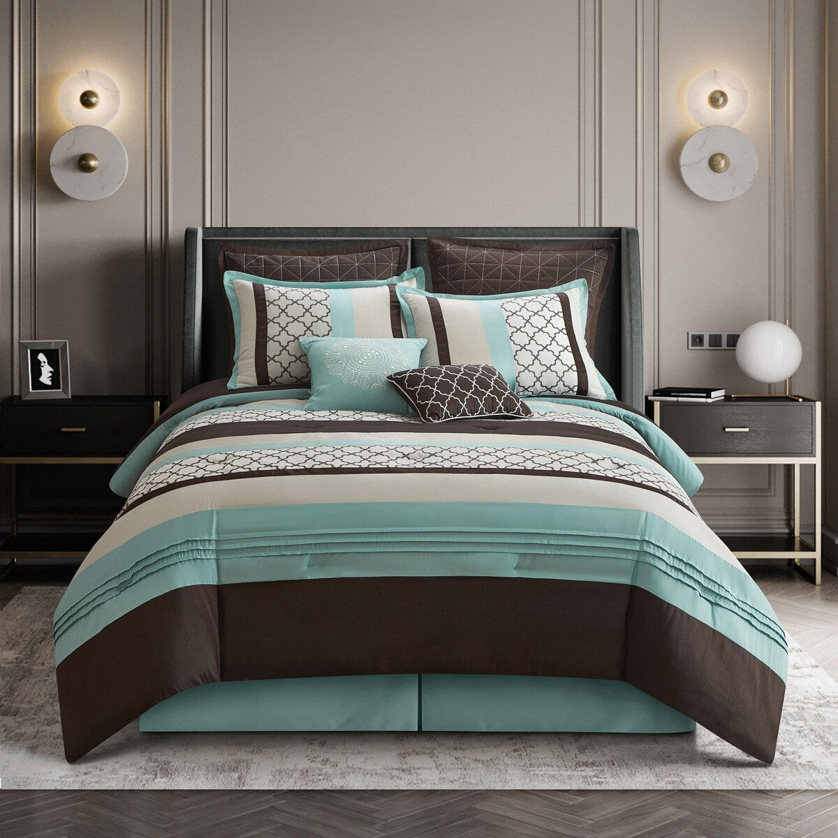 Nanshing Avalon Trellis 8-Piece Moroccan Print Comforter Set