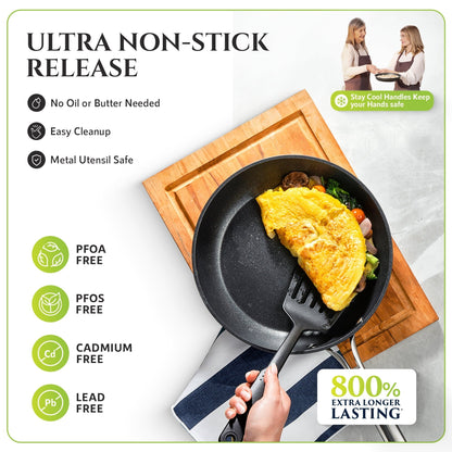 Batterie de cuisine anodisée dure Granitestone Armor Max 14 pièces