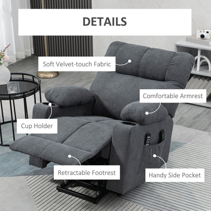 Fauteuil releveur électrique HOMCOM pour personnes âgées, fauteuil inclinable de salon surdimensionné avec télécommande