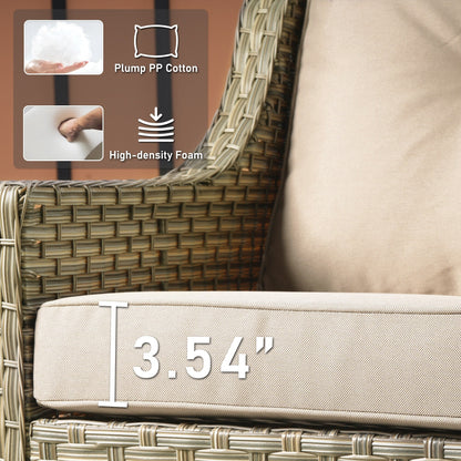 Ensemble de 2 chaises de patio d'extérieur en rotin et osier à dossier haut HOOOWOOO