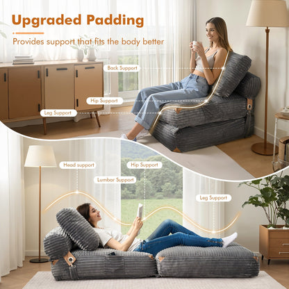 Canapé-lit pliant moderne en velours côtelé HOOOWOOO