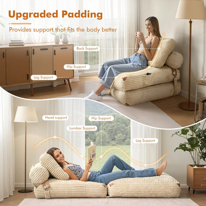 Canapé-lit pliant moderne en velours côtelé HOOOWOOO