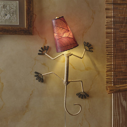 Eangee Handmade Gecko Wall Lamp Combo, Cocoa Leaves Shade, 16 x 7 x 24 in. - 16 x 7 x 24