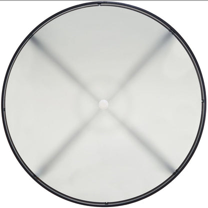 Ensemble de salle à manger Hanover Lavallette 5 pièces bleu océan avec 4 chaises fixes, une table ronde en verre de 132 cm, un parasol et un socle.