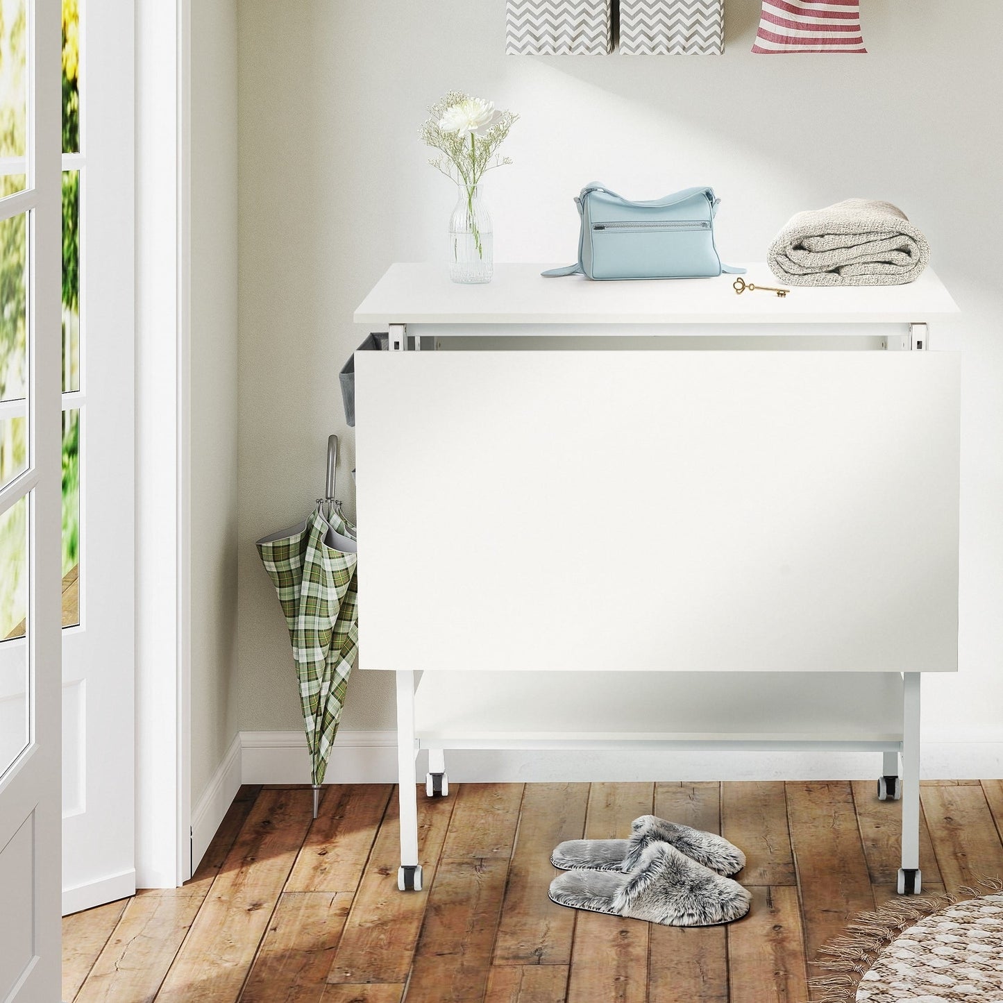 Table de bricolage réglable en hauteur avec étagères de rangement, table de découpe pliante mobile pour la maison, le bureau, la salle de couture, la salle d'artisanat