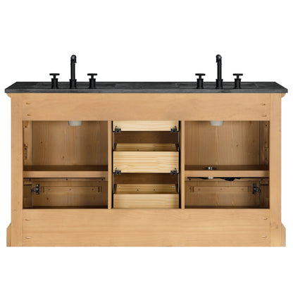 Meuble-lavabo Hervas avec plateau en marbre naturel sans miroir