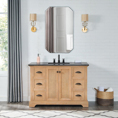 Meuble-lavabo Hervas avec plateau en marbre naturel sans miroir