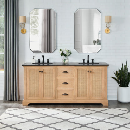Meuble-lavabo Hervas avec plateau en marbre naturel sans miroir
