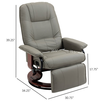 Fauteuil inclinable manuel pivotant et réglable en similicuir HomCom avec repose-pieds confortable et relaxant
