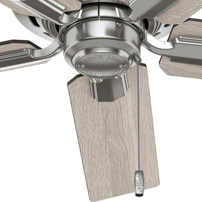 Ventilateur de plafond Hunter 44 Altidore en nickel brossé avec éclairage LED et chaînette - Style campagnard, rustique, transitionnel