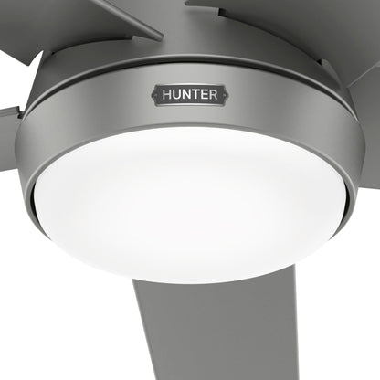 Ventilateur de plafond extérieur Hunter 52 Skyflow avec kit d'éclairage LED, commande murale - Côtier moderne contemporain - WeatherMax - CLASSÉ HUMIDE !