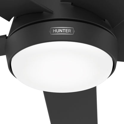 Ventilateur de plafond extérieur Hunter 52 Skyflow avec kit d'éclairage LED, commande murale - Côtier moderne contemporain - WeatherMax - CLASSÉ HUMIDE !