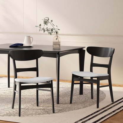 Chaise de salle à manger Abrielle en bois d'hévéa rembourrée de style milieu de siècle (lot de 2) par Christopher Knight Home