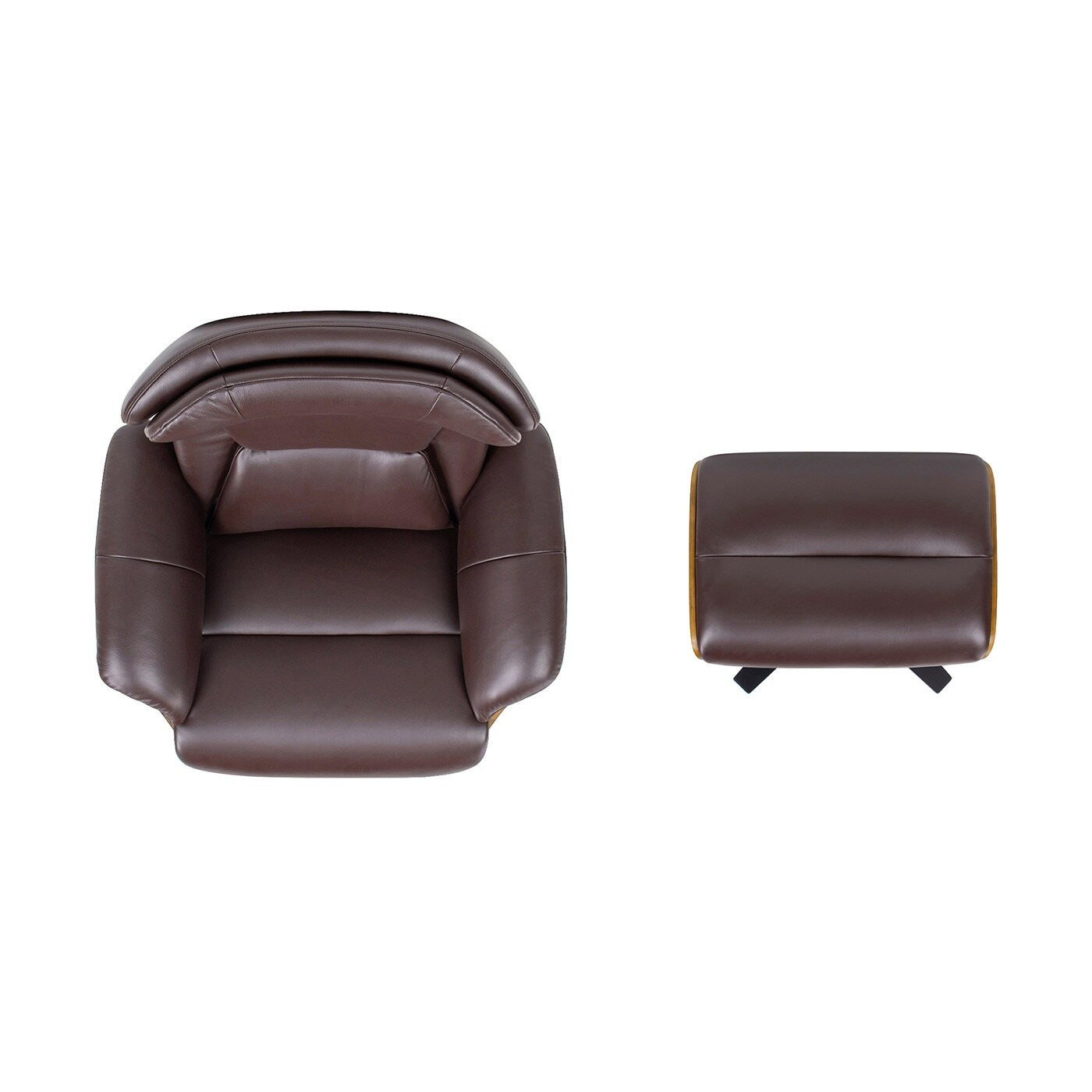Fauteuil inclinable Jovan 31,5 en cuir véritable avec pouf