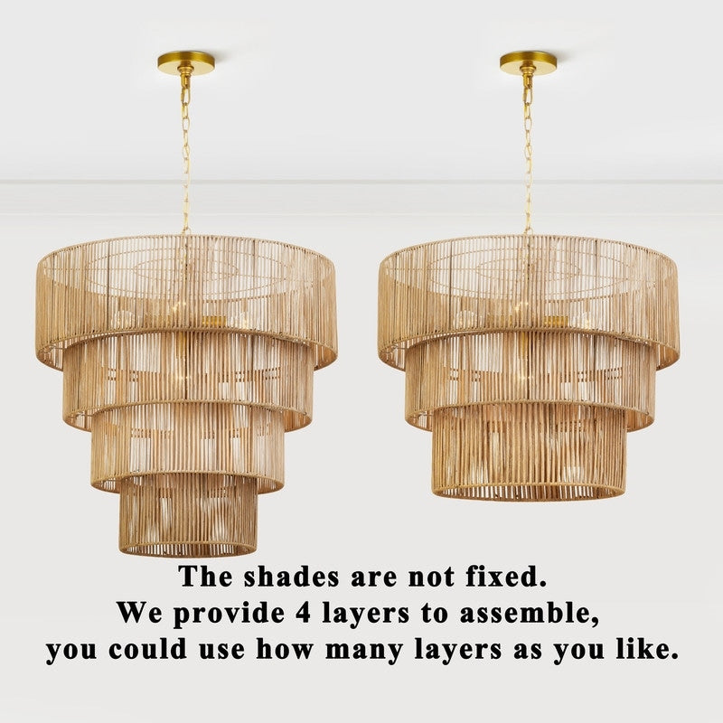 Suspension bohème KAWOTI largeur 26, 5 lumières, 4 niveaux