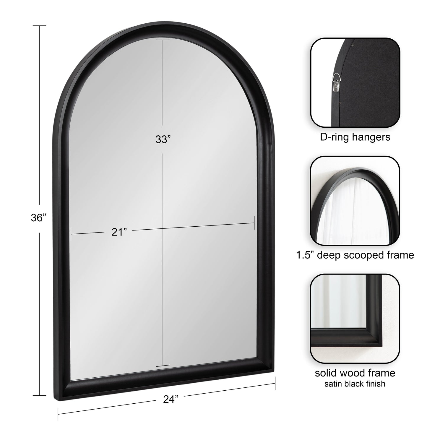 Miroir mural en bois Arch de Kate et Laurel Hatherleigh