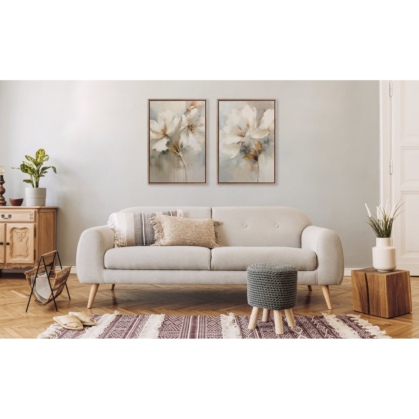 Kate et Laurel Sylvie Toile botanique abstraite perlée