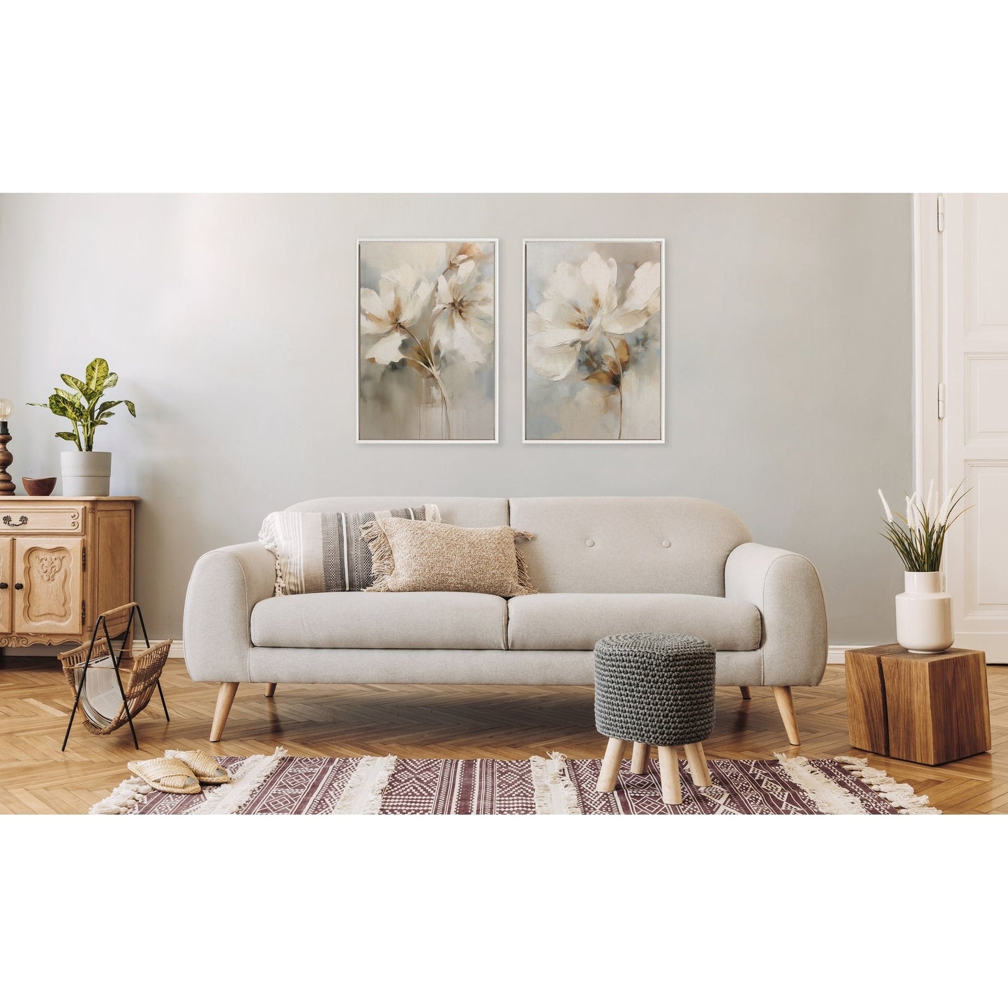 Kate et Laurel Sylvie Toile botanique abstraite perlée